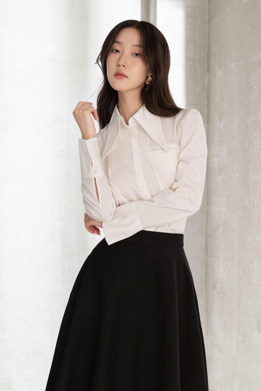 Remy A-line High Waist Twill Knee-length Skirt - MEAN BLVD