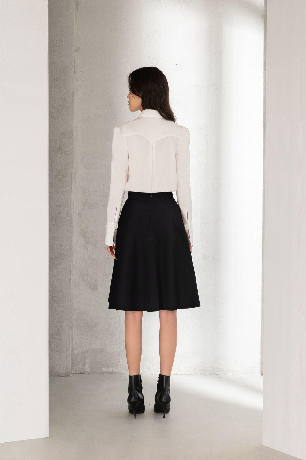 Remy A-line High Waist Twill Knee-length Skirt - MEAN BLVD