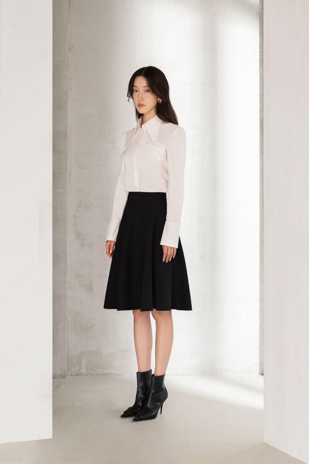 Remy A-line High Waist Twill Knee-length Skirt - MEAN BLVD