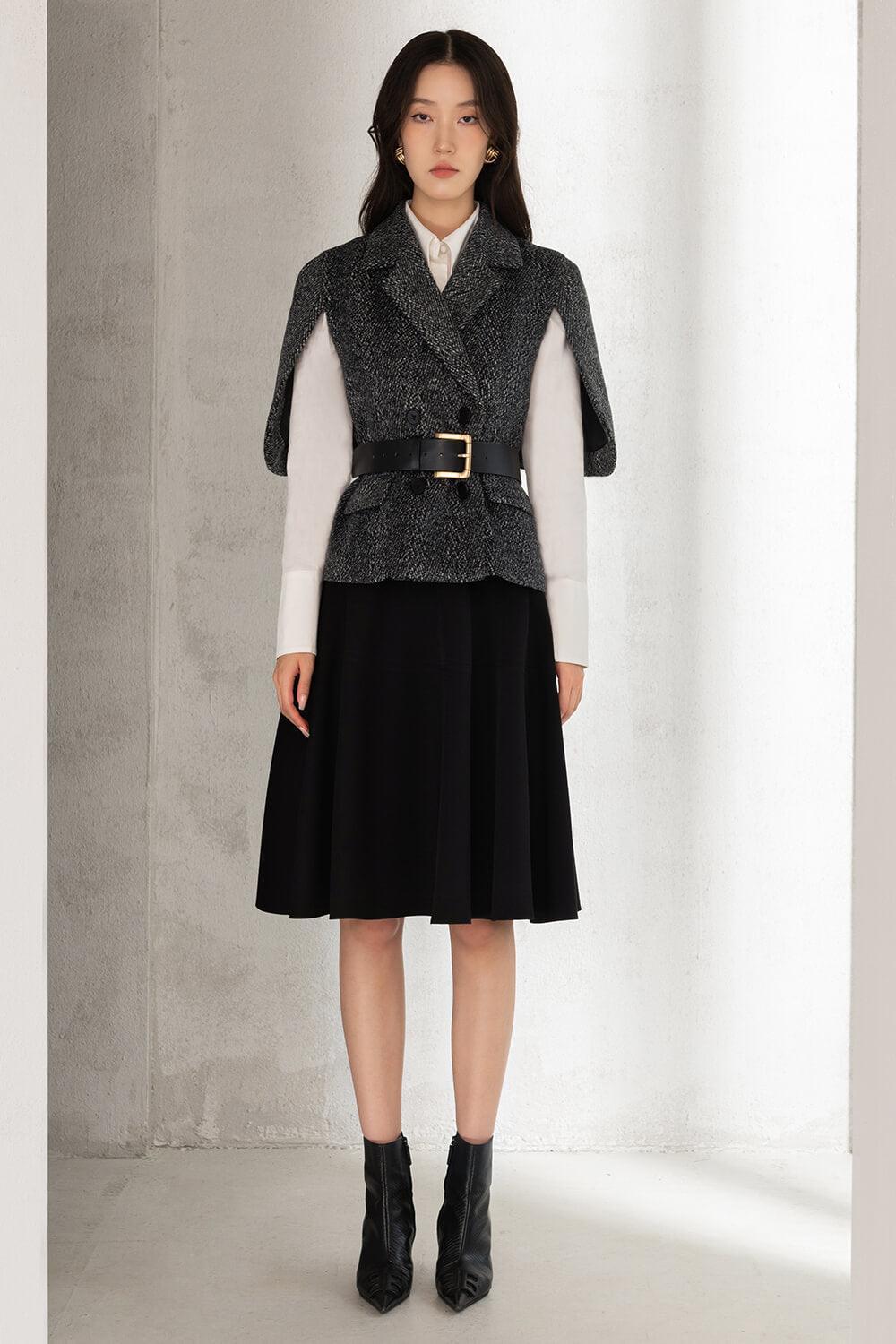 Remy A-line High Waist Twill Knee-length Skirt - MEAN BLVD