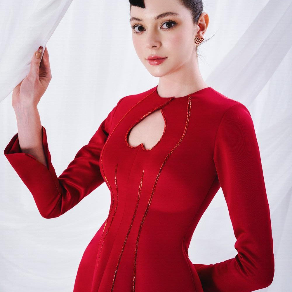 Remy A-line Round Neck Organdy Mini Dress - MEAN BLVD