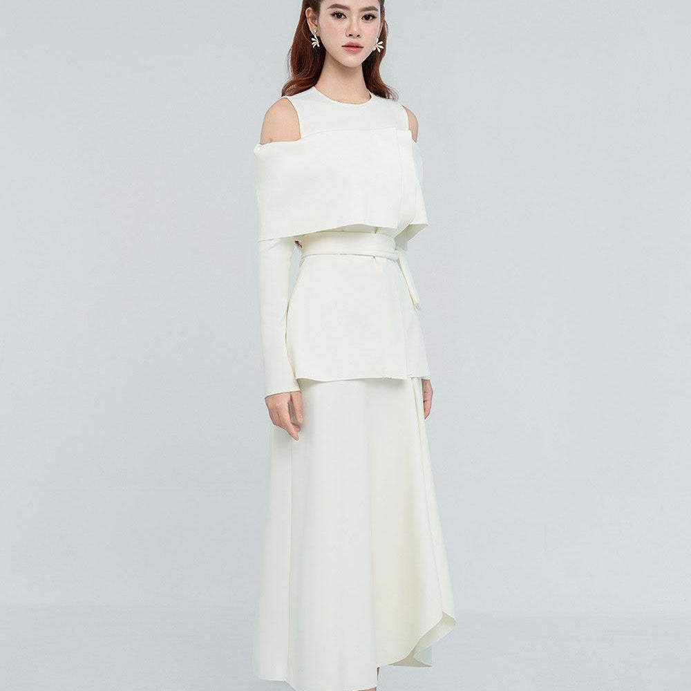 Remy Asymmetric Draped Spandex Ankle Length Skirt - MEAN BLVD