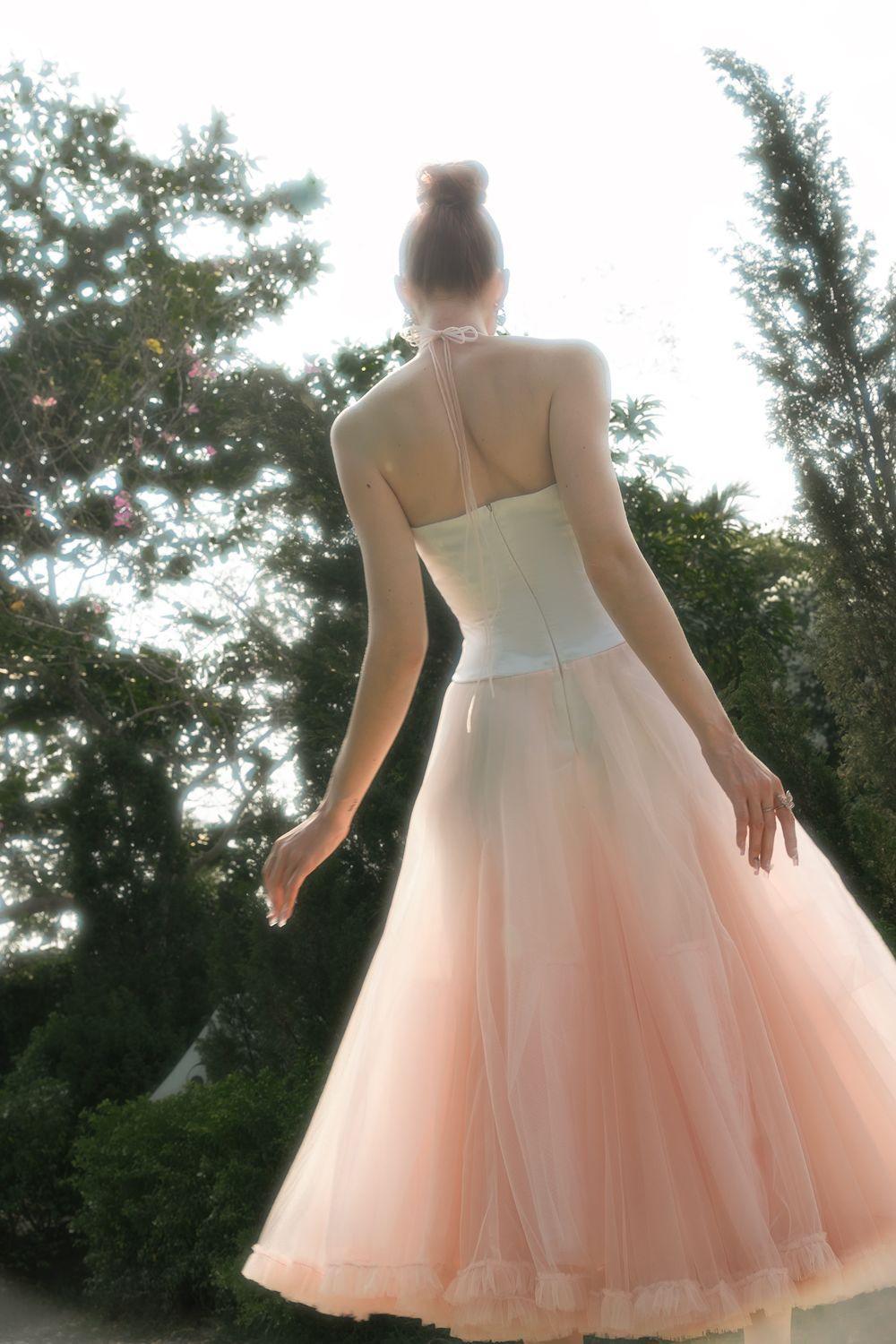 Reverie Halter Sleeveless Tulle Ankle Length Dress - MEAN BLVD