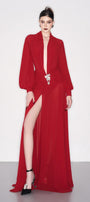 Reyna A-line Bishop Sleeved Chiffon Floor Length Dress - MEAN BLVD