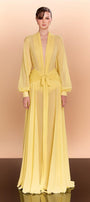 Reyna A-line Bishop Sleeved Chiffon Floor Length Dress - MEAN BLVD
