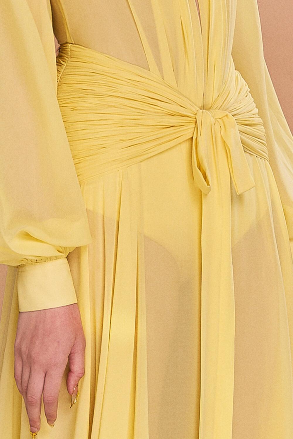 Reyna A-line Bishop Sleeved Chiffon Floor Length Dress - MEAN BLVD