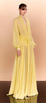 Reyna A-line Bishop Sleeved Chiffon Floor Length Dress - MEAN BLVD