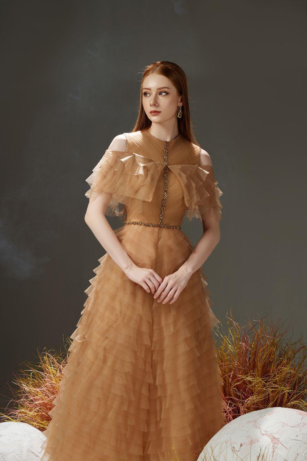 Reynolds Layered Cold Shoulder Sleeved Organza Midi Dress - MEAN BLVD