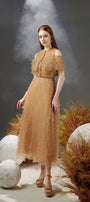 Reynolds Layered Cold Shoulder Sleeved Organza Midi Dress - MEAN BLVD