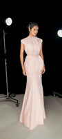 Rhodes Mermaid Cap Sleeved Silk Organza Floor Length Dress - MEAN BLVD