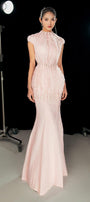 Rhodes Mermaid Cap Sleeved Silk Organza Floor Length Dress - MEAN BLVD
