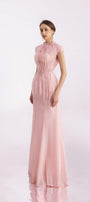Rhodes Mermaid Cap Sleeved Silk Organza Floor Length Dress - MEAN BLVD