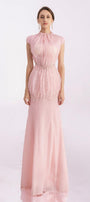 Rhodes Mermaid Cap Sleeved Silk Organza Floor Length Dress - MEAN BLVD