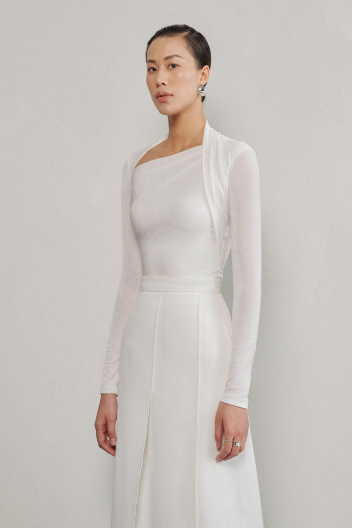 Riana Asymmetric High Waist Cotton Twill Midi Skirt - MEAN BLVD