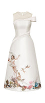 Richiamo A-line Waist Pleated Taffeta Calf Length Dress - MEAN BLVD