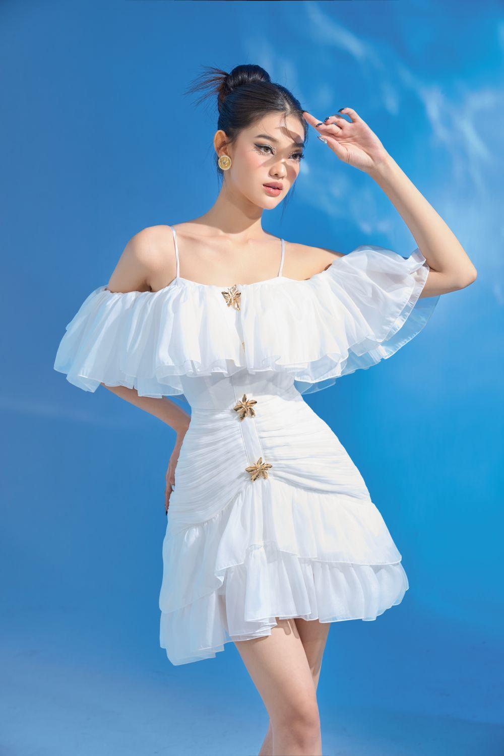 Women's Rihana Layered Ruffled Organza Mini Dress S/M/L White MEAN BLVD M / White Women's Rihana Layered Ruffled Organza Mini Dress S/M/L White MEAN BLVD M / White
