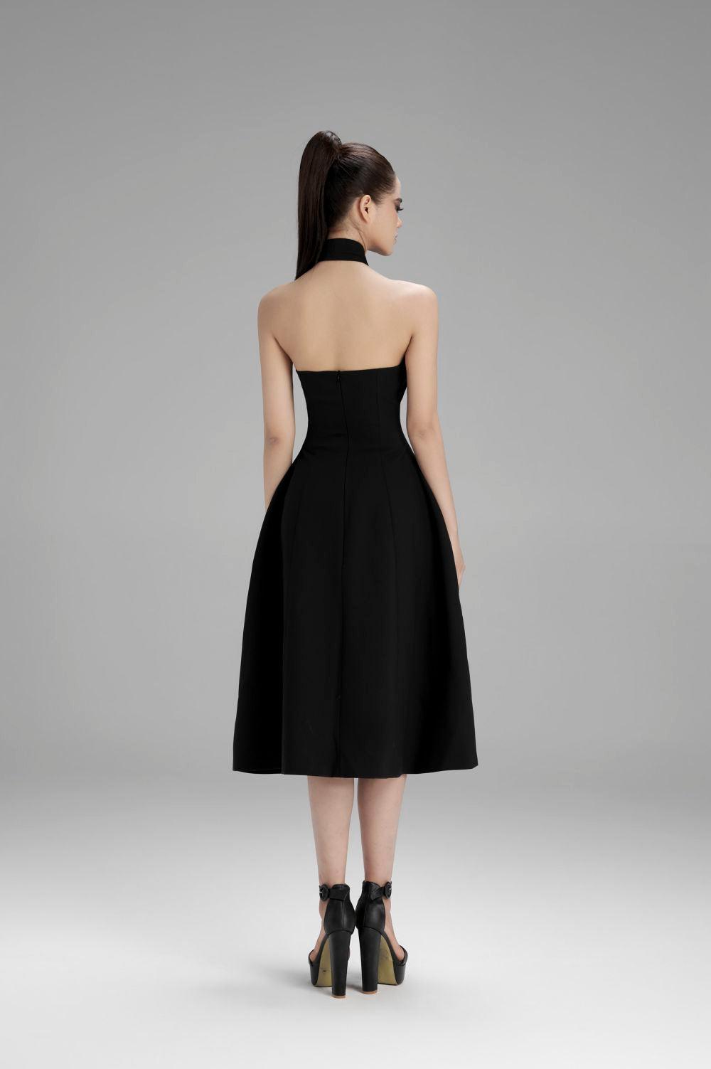 Riley A-line Crossover Neck Polycotton Midi Dress - MEAN BLVD