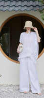 Rina Straight Wide Leg Linen Floor Length Pants - MEAN BLVD