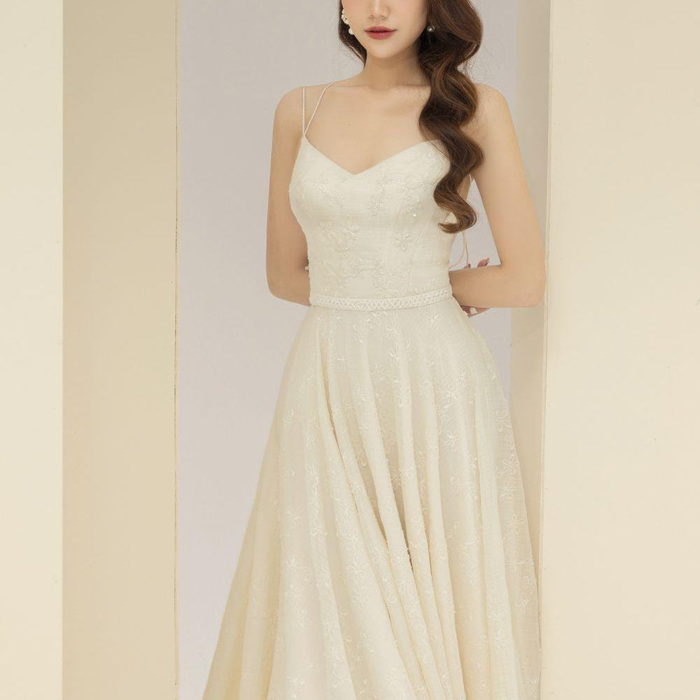 Rio A-line Spaghetti Strap Lace Midi Dress - MEAN BLVD