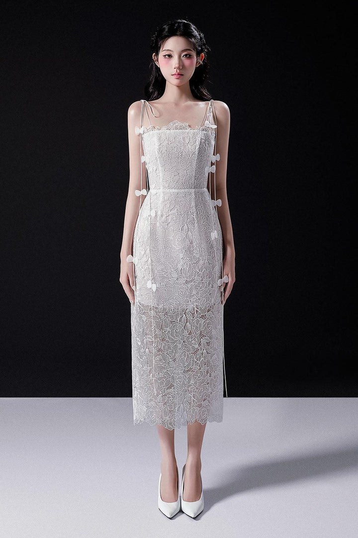 Women's Rishima Sheath Spaghetti Strap Lace Midi Dress XS/S/M/L