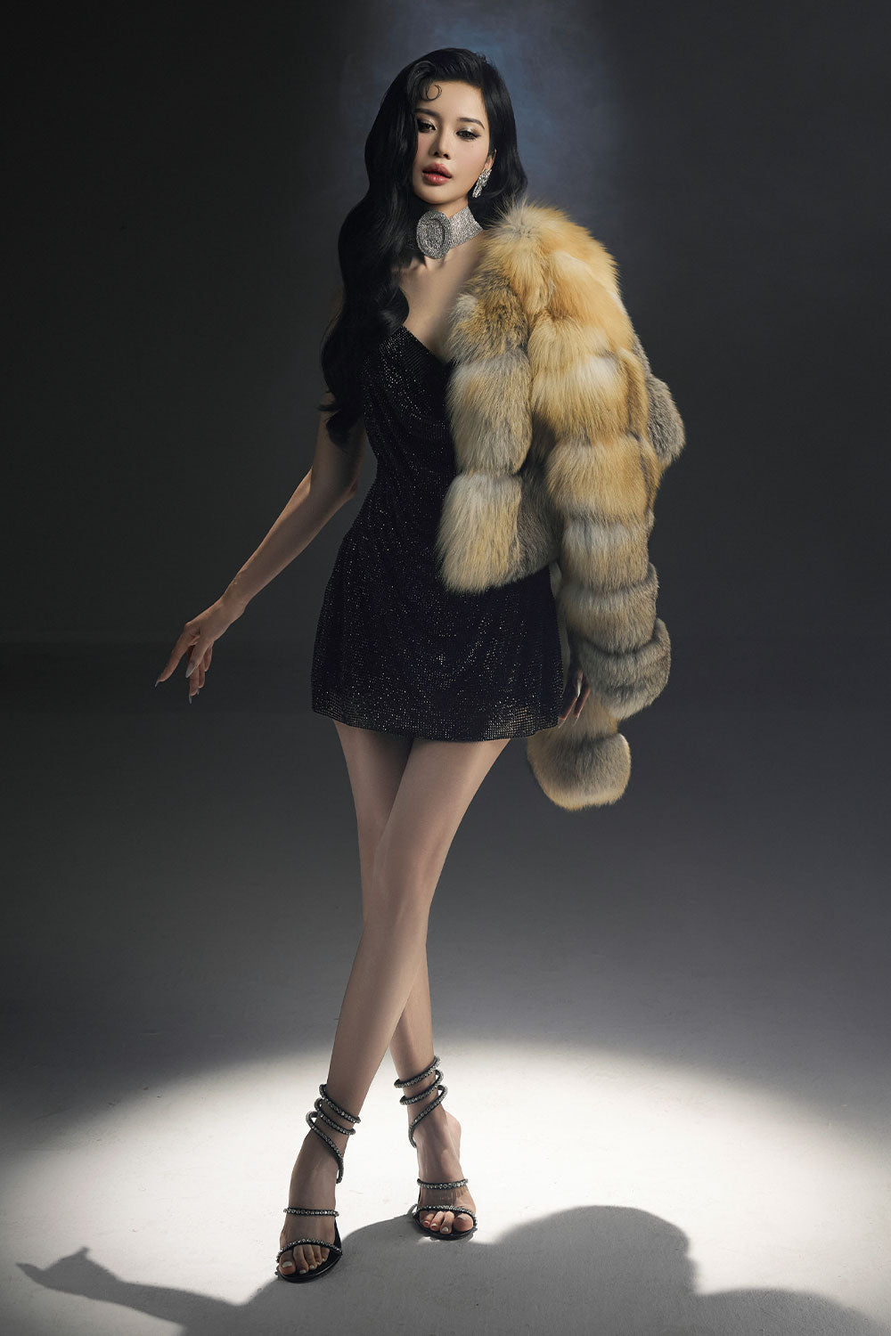 Glimering Gala A-line Spaghetti Strap Mesh Mini Dress