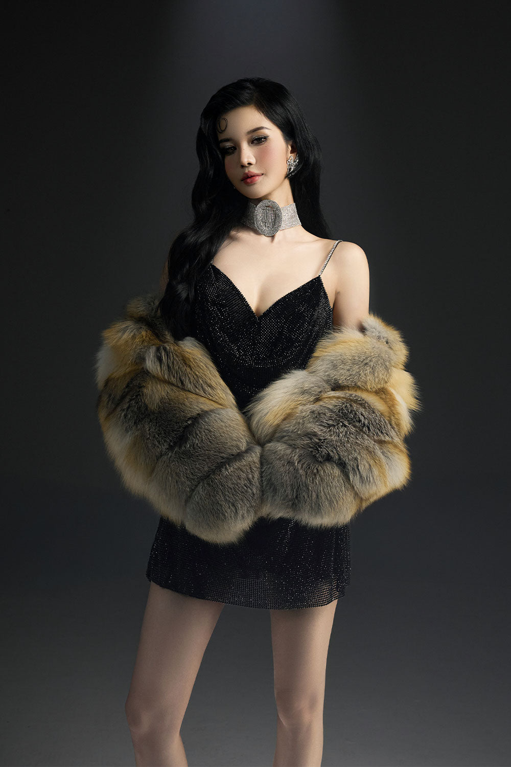 Glimering Gala A-line Spaghetti Strap Mesh Mini Dress