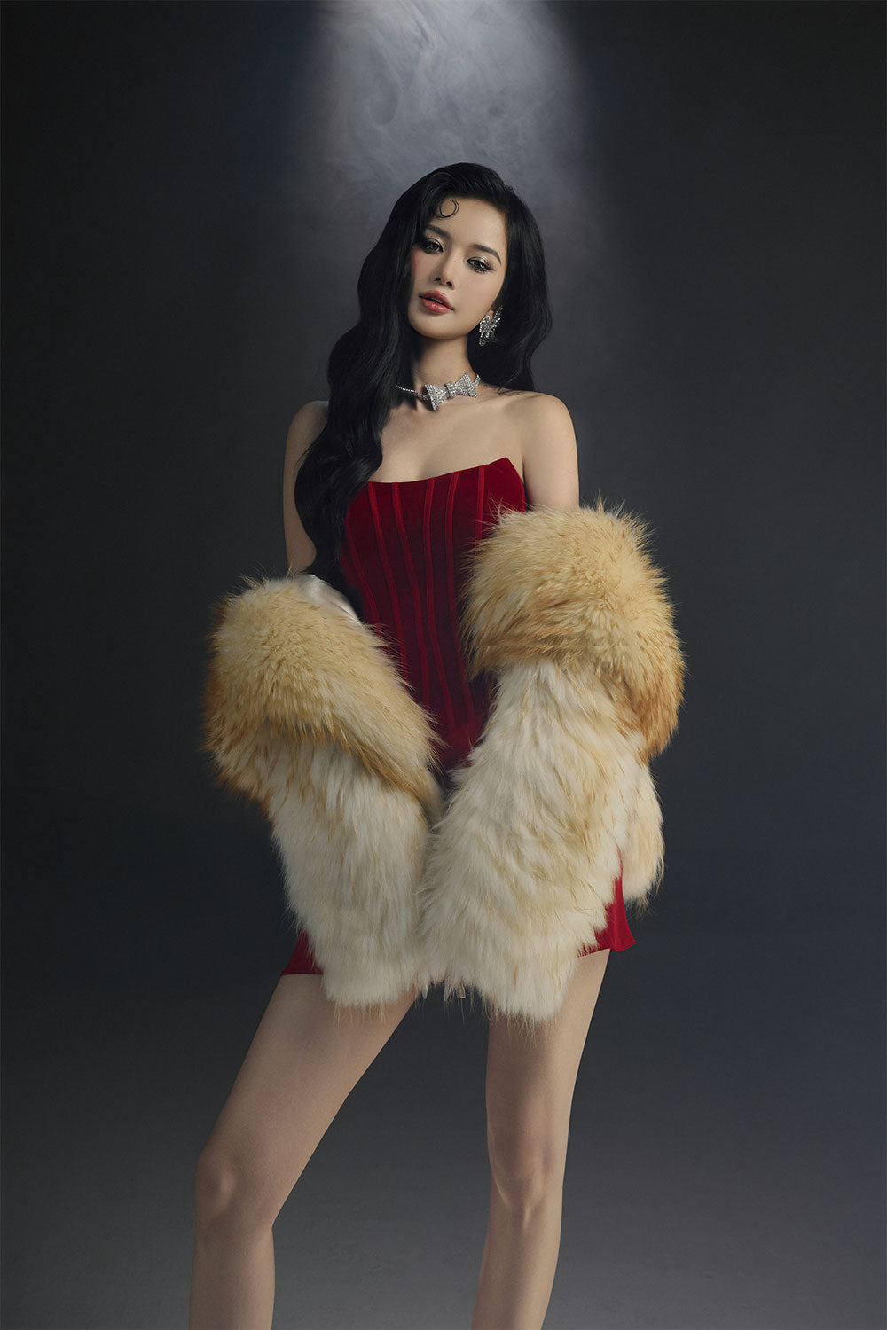 Opal Majesty A-line Scoop Neck Velvet Mini Dress