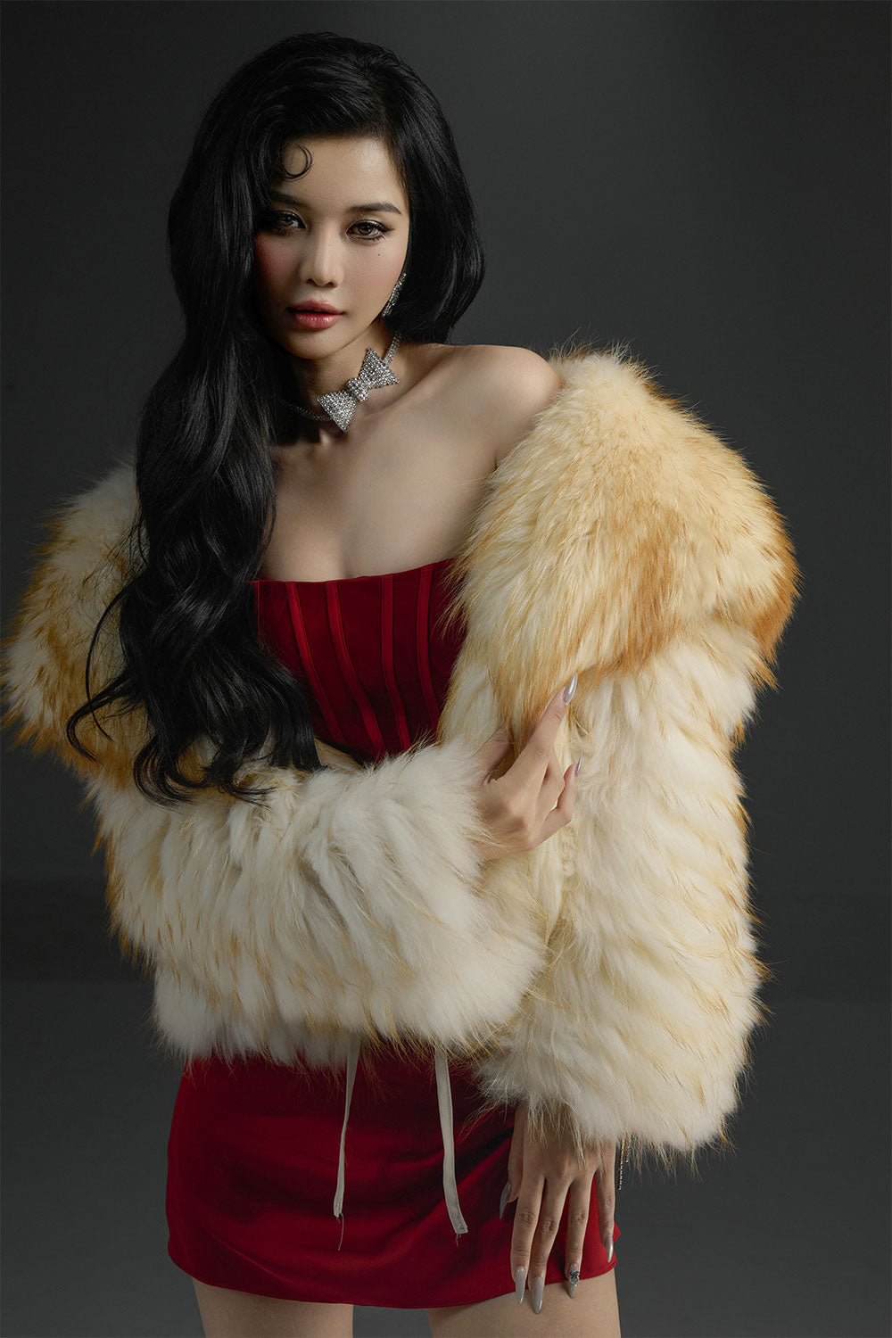 Opal Majesty A-line Scoop Neck Velvet Mini Dress