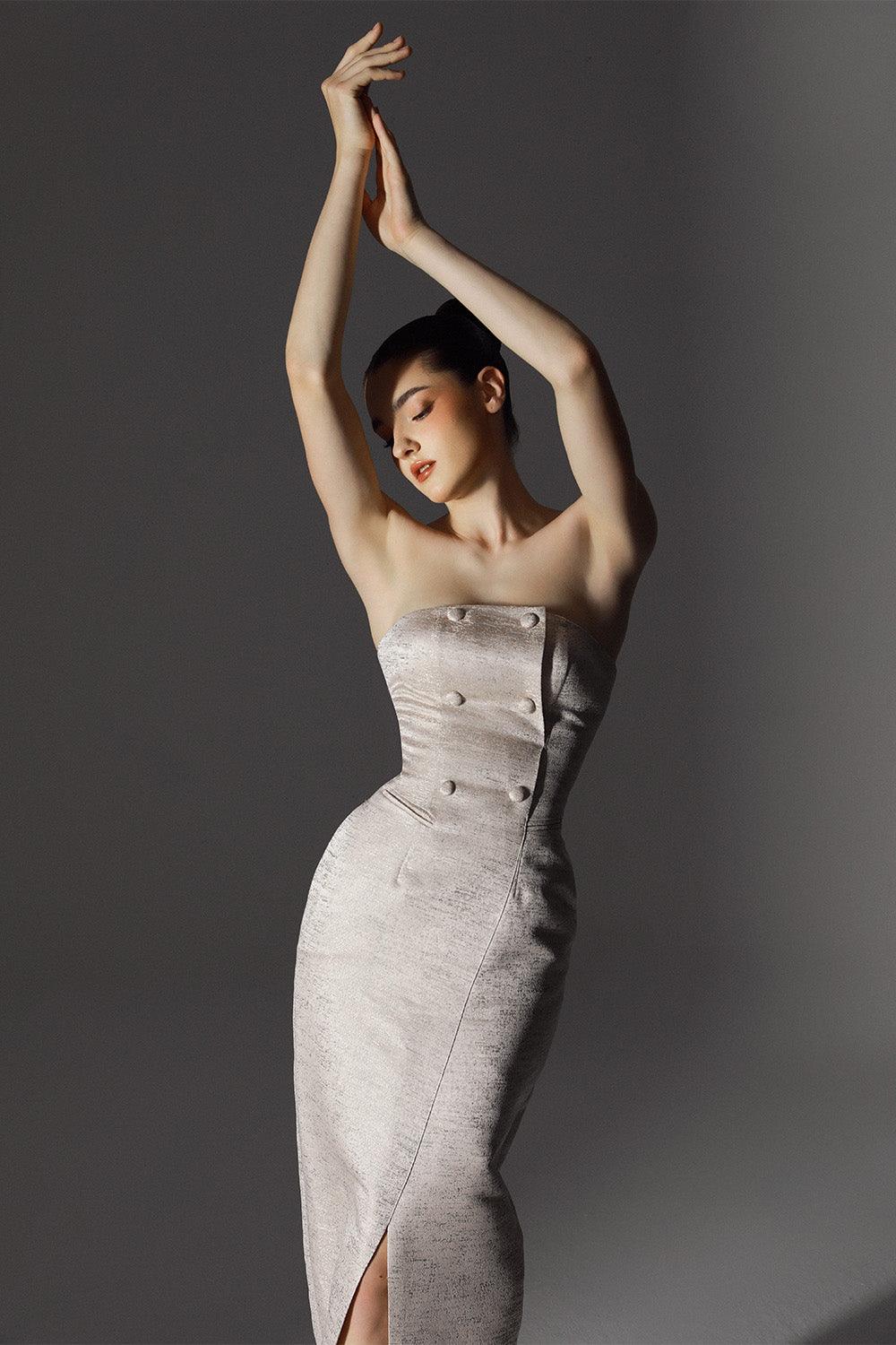 straight cocktail dress Elizabeth K - GS3093 - Sequin Straight Across Neck Cocktail Dress
