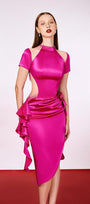 Rivendell Asymmetric Short Sleeved Silk Midi Dress - MEAN BLVD