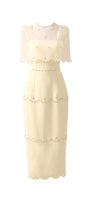 Rivera Sheath Cape Shoulder Mesh Taffeta Midi Set - MEAN BLVD