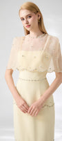 Rivera Sheath Cape Shoulder Mesh Taffeta Midi Set - MEAN BLVD