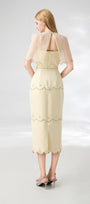 Rivera Sheath Cape Shoulder Mesh Taffeta Midi Set - MEAN BLVD