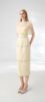 Rivera Sheath Cape Shoulder Mesh Taffeta Midi Set - MEAN BLVD