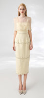 Rivera Sheath Cape Shoulder Mesh Taffeta Midi Set - MEAN BLVD