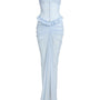 Rodney Sarong Spaghetti Strap Mesh Spandex Floor Length Dress - MEAN BLVD