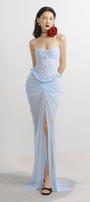 Rodney Sarong Spaghetti Strap Mesh Spandex Floor Length Dress - MEAN BLVD