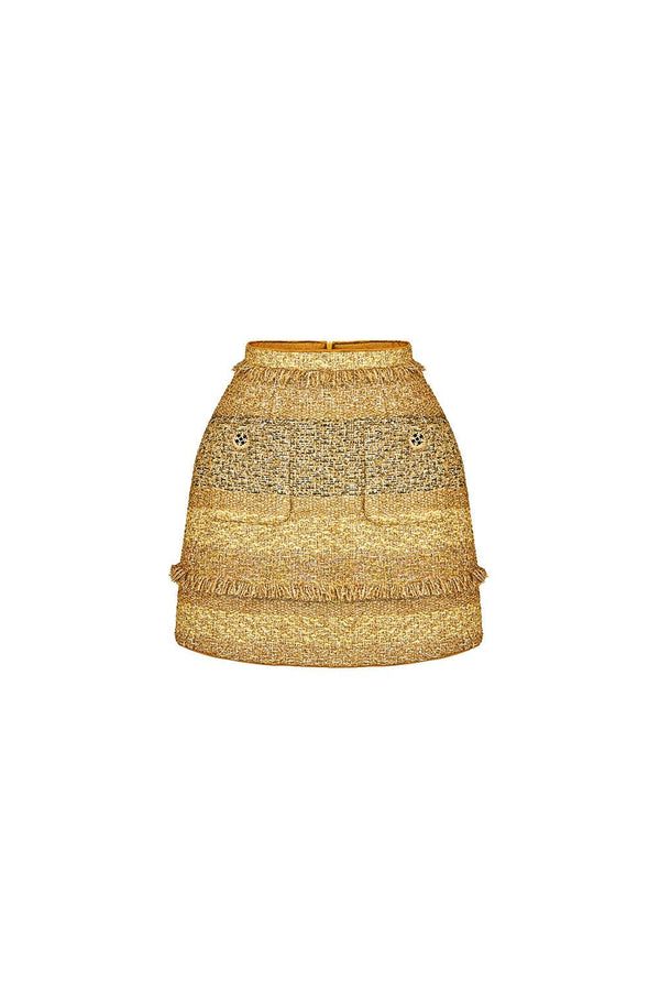 Romanza A-line Patch Pocket Tweed Mini Skirt - MEAN BLVD