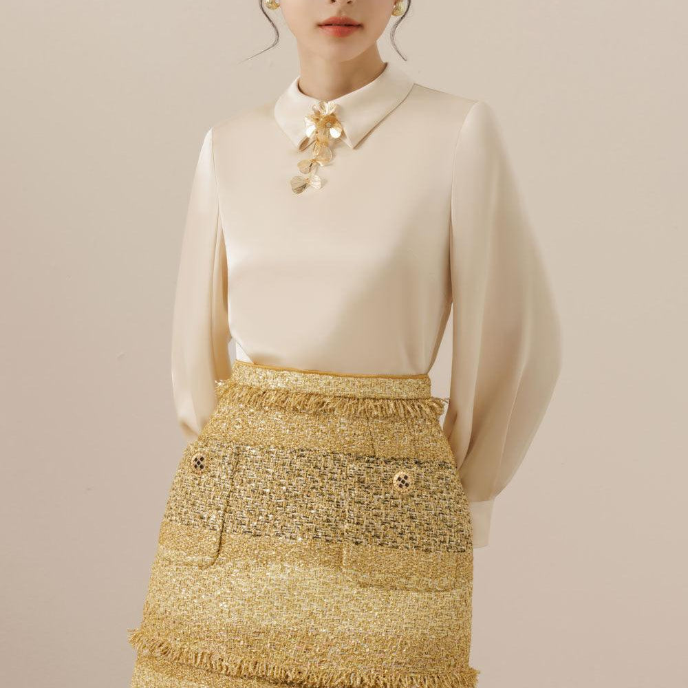 Romanza A-line Patch Pocket Tweed Mini Skirt - MEAN BLVD