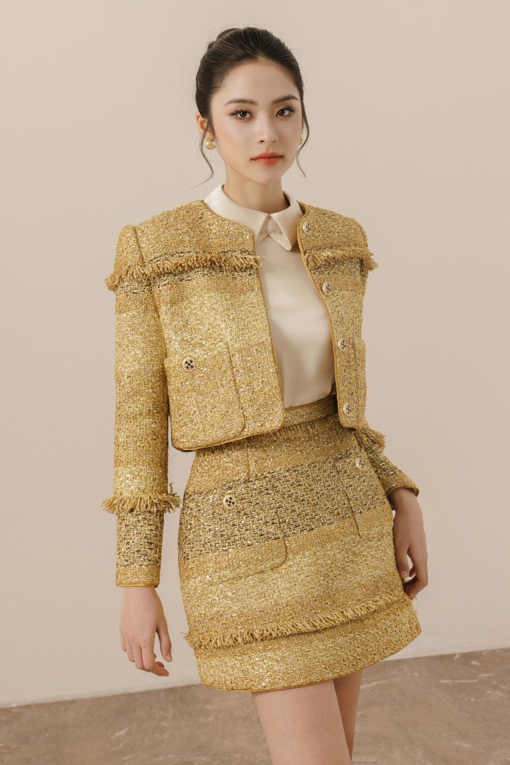 Romanza A-line Patch Pocket Tweed Mini Skirt - MEAN BLVD