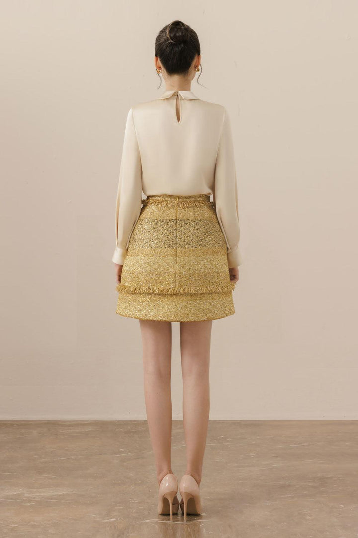 Romanza A-line Patch Pocket Tweed Mini Skirt - MEAN BLVD