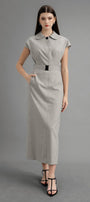 Ronnie Sheath Cap Sleeved Wool Midi Dress - MEAN BLVD