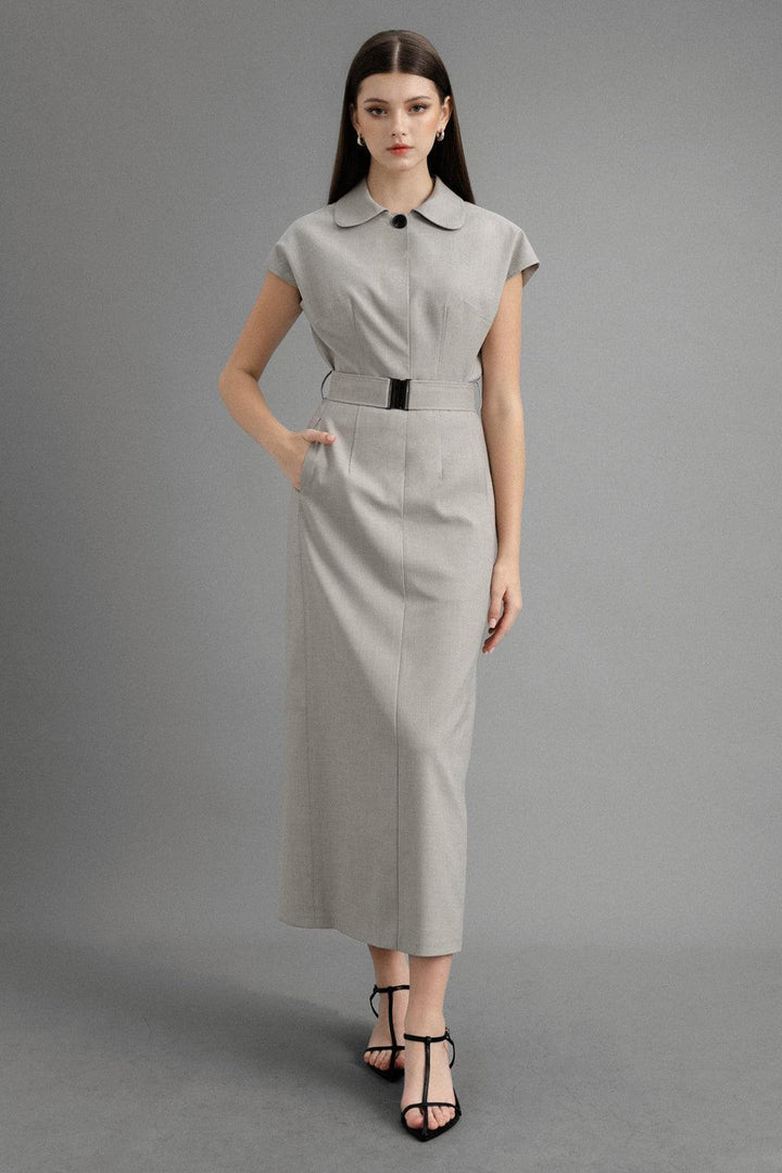 Ronnie Sheath Cap Sleeved Wool Midi Dress - MEAN BLVD