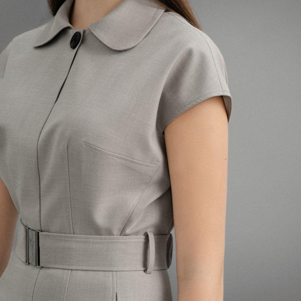 Ronnie Sheath Cap Sleeved Wool Midi Dress - MEAN BLVD