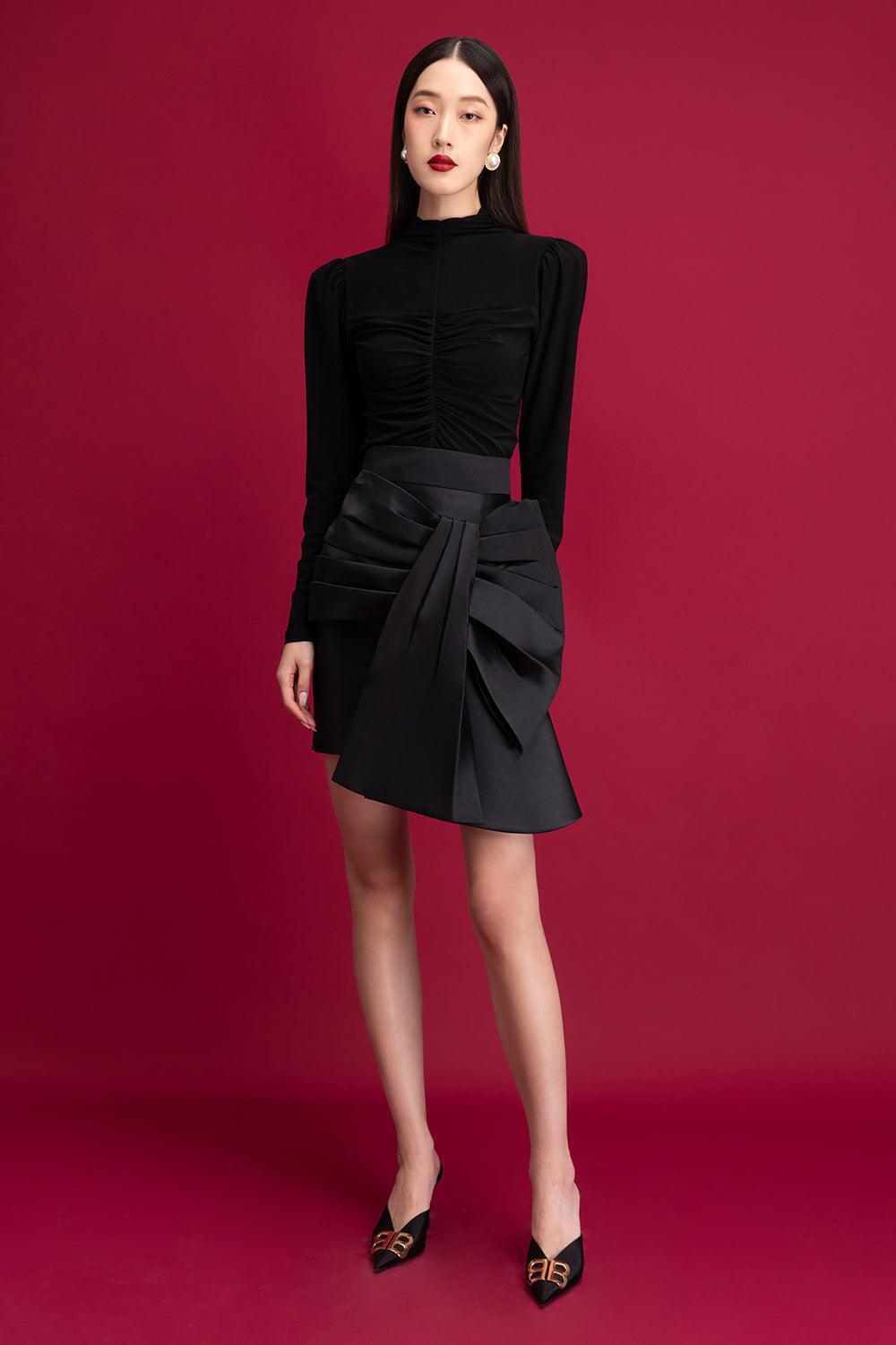 Rory A-line Bow Tie Taffeta Mini Skirt - MEAN BLVD