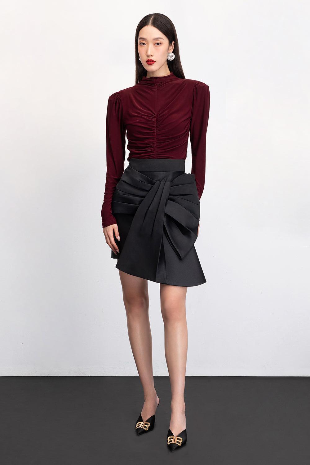 Rory A-line Bow Tie Taffeta Mini Skirt - MEAN BLVD