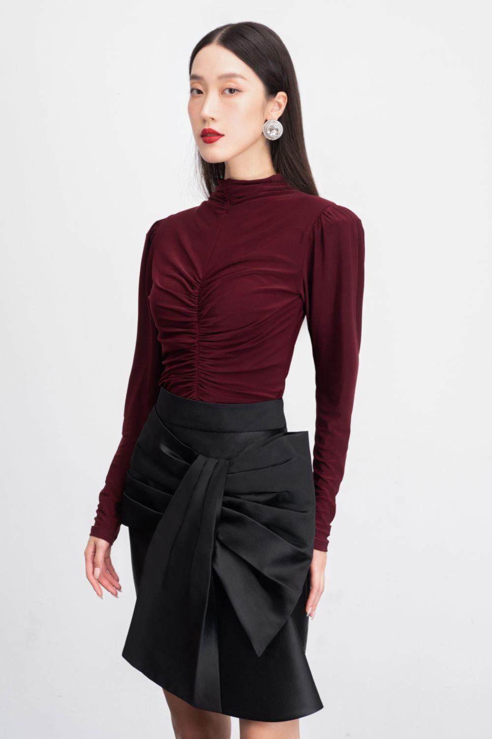 Rory A-line Bow Tie Taffeta Mini Skirt - MEAN BLVD