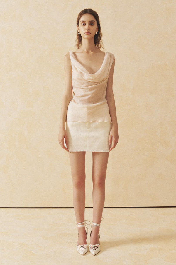 Rosa A-line High Waist Tweed Mini Skirt - MEAN BLVD