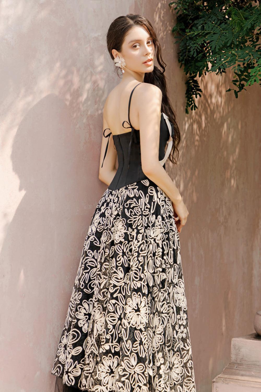 Rosa A-line Semi-Heart Neck Polyester Lace Midi Dress - MEAN BLVD