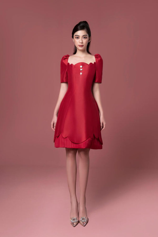 Rosa A-line Short Sleeved Taffeta Mini Dress - MEAN BLVD